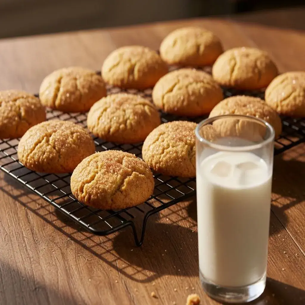 a batch of freshly baked snickerdoodle cookies
