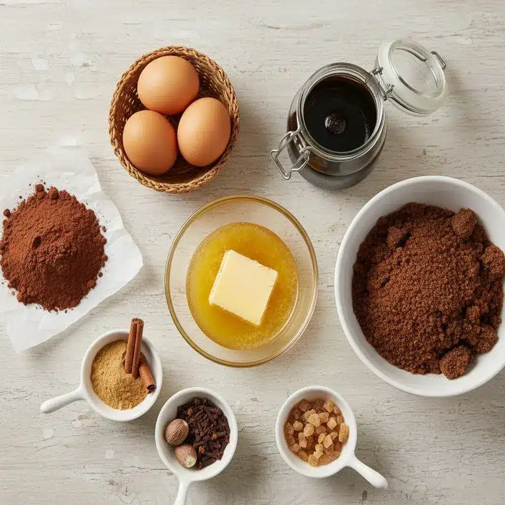 ingredients for spicy gingerbread brownies recipe