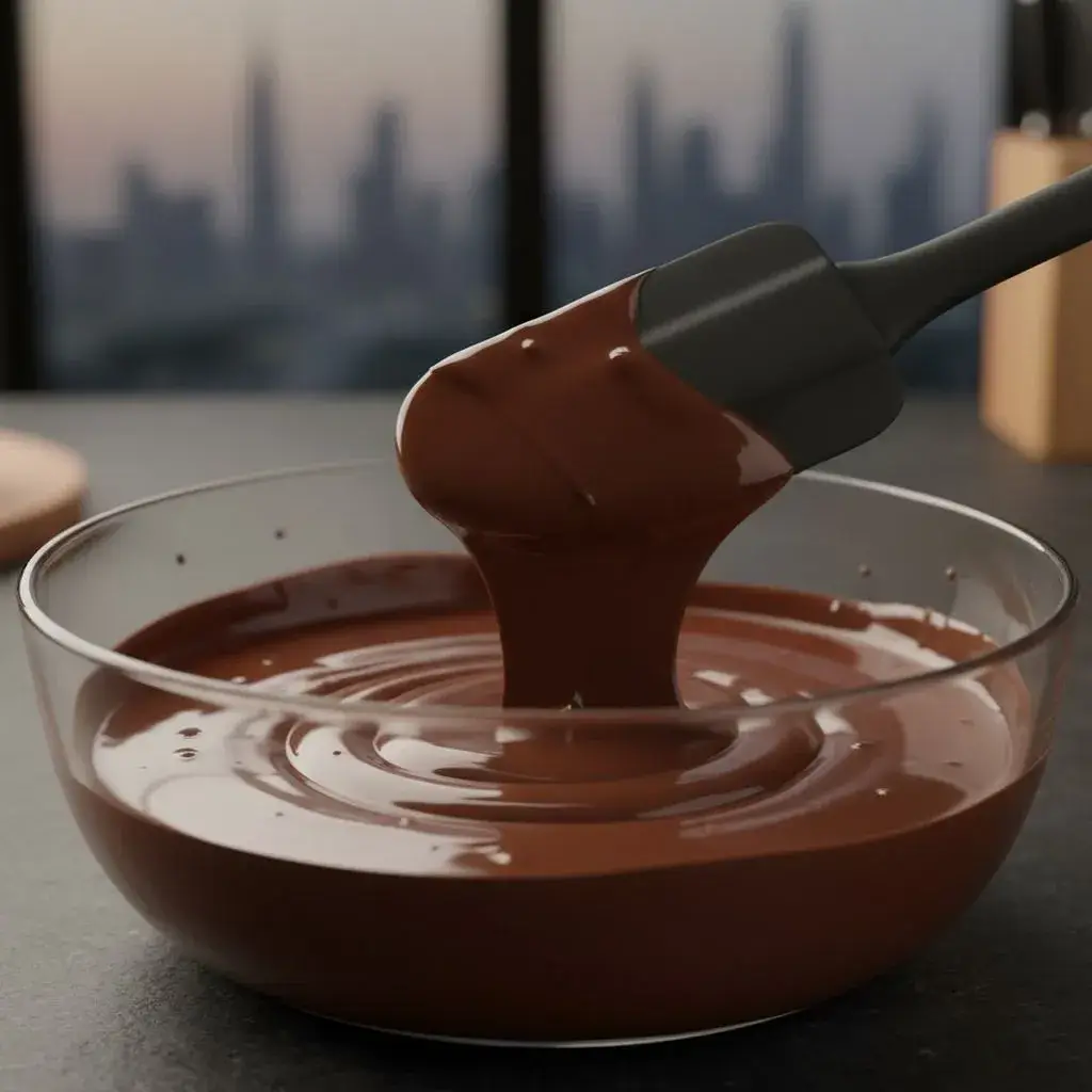 melting-chocolate-for-dubai-chocolate-brownie-crumbl