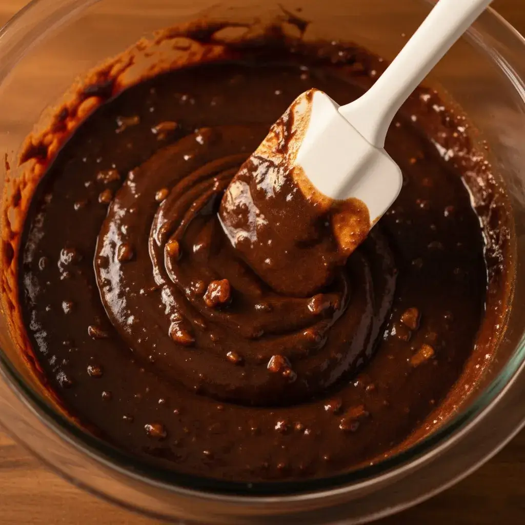 mixing the batter for homemade gingerbread brownies