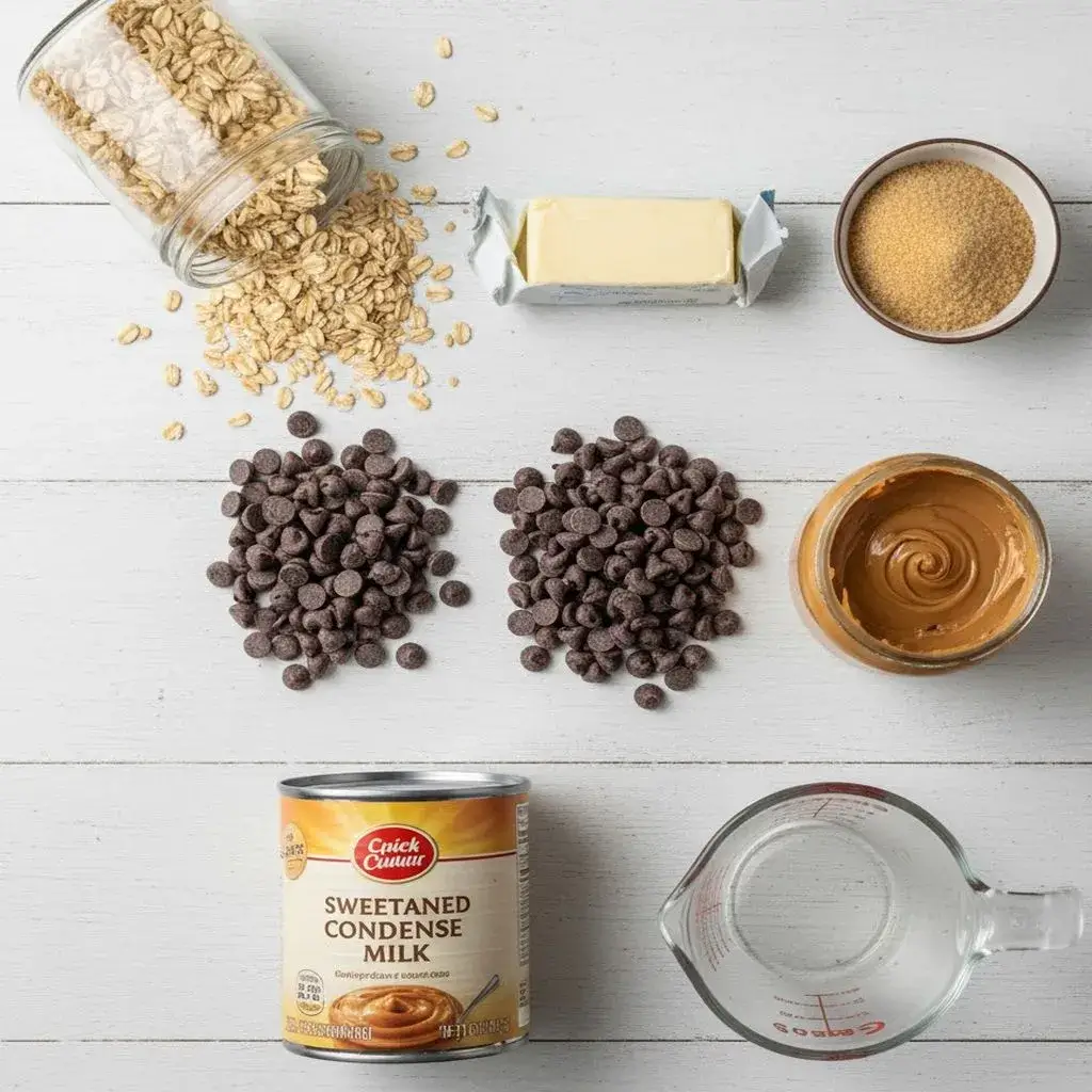 six ingredients for easy no-bake oatmeal bars