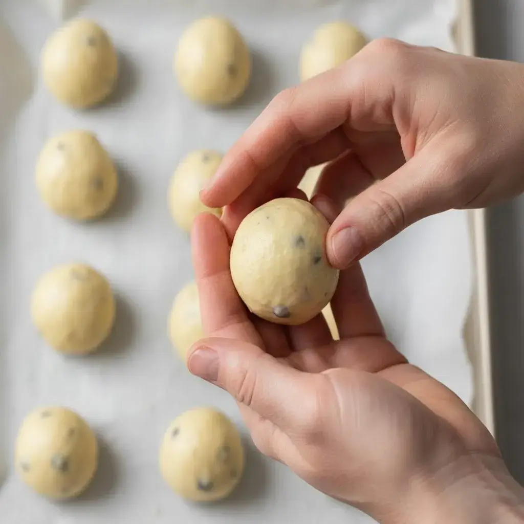 rolling lemon blueberry protein bites by hand