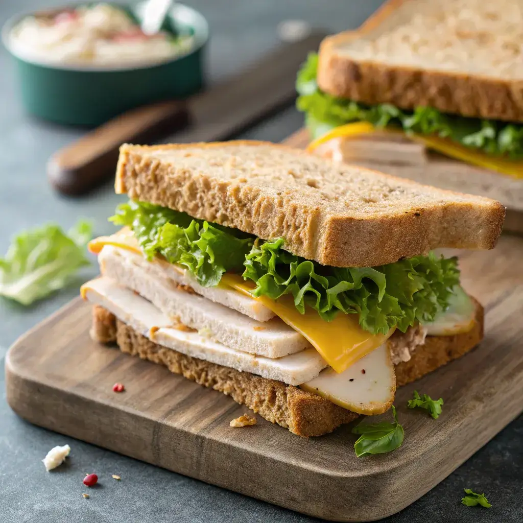 a sandwich made with zero carb yogurt bread