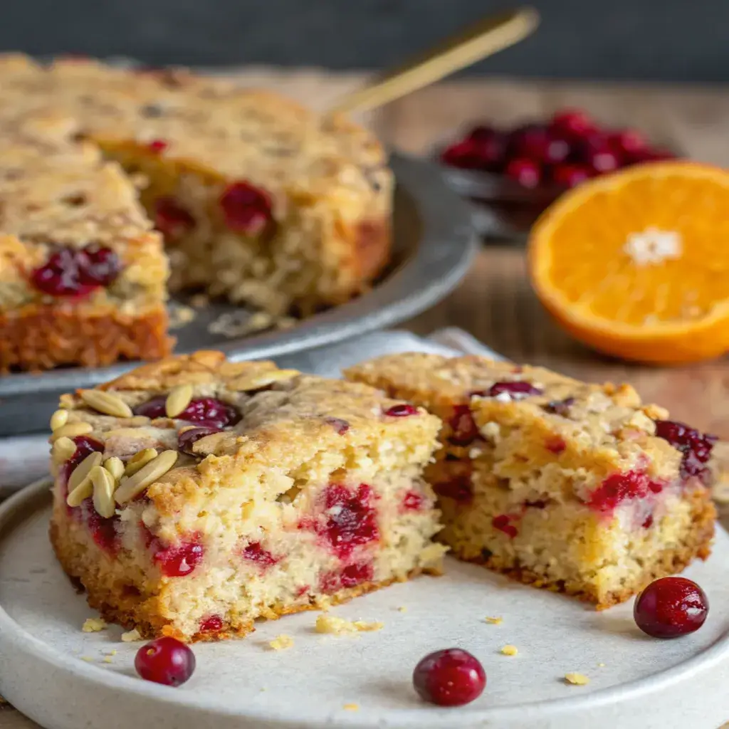 serving cranberry orange oatmeal cake