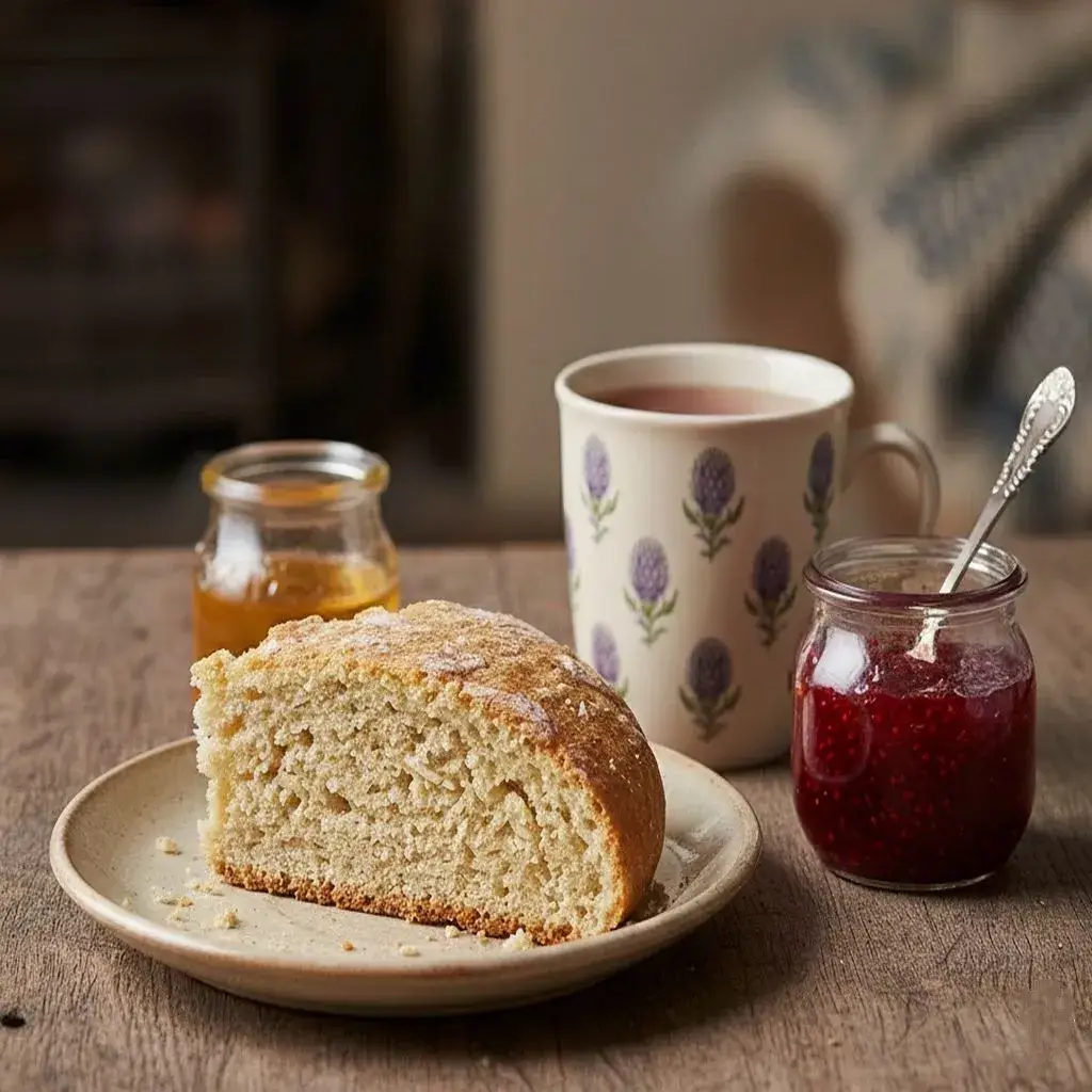 serving scottish bannock with tea and jam