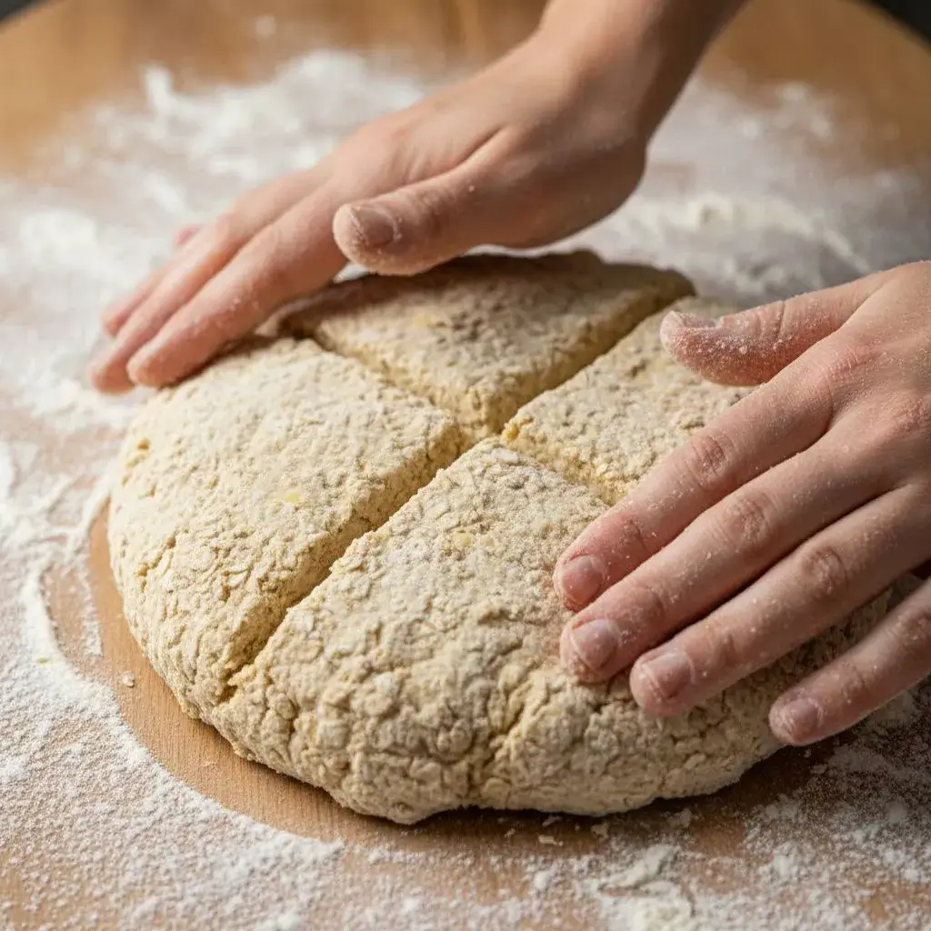 shaping a scottish bannock with a cross