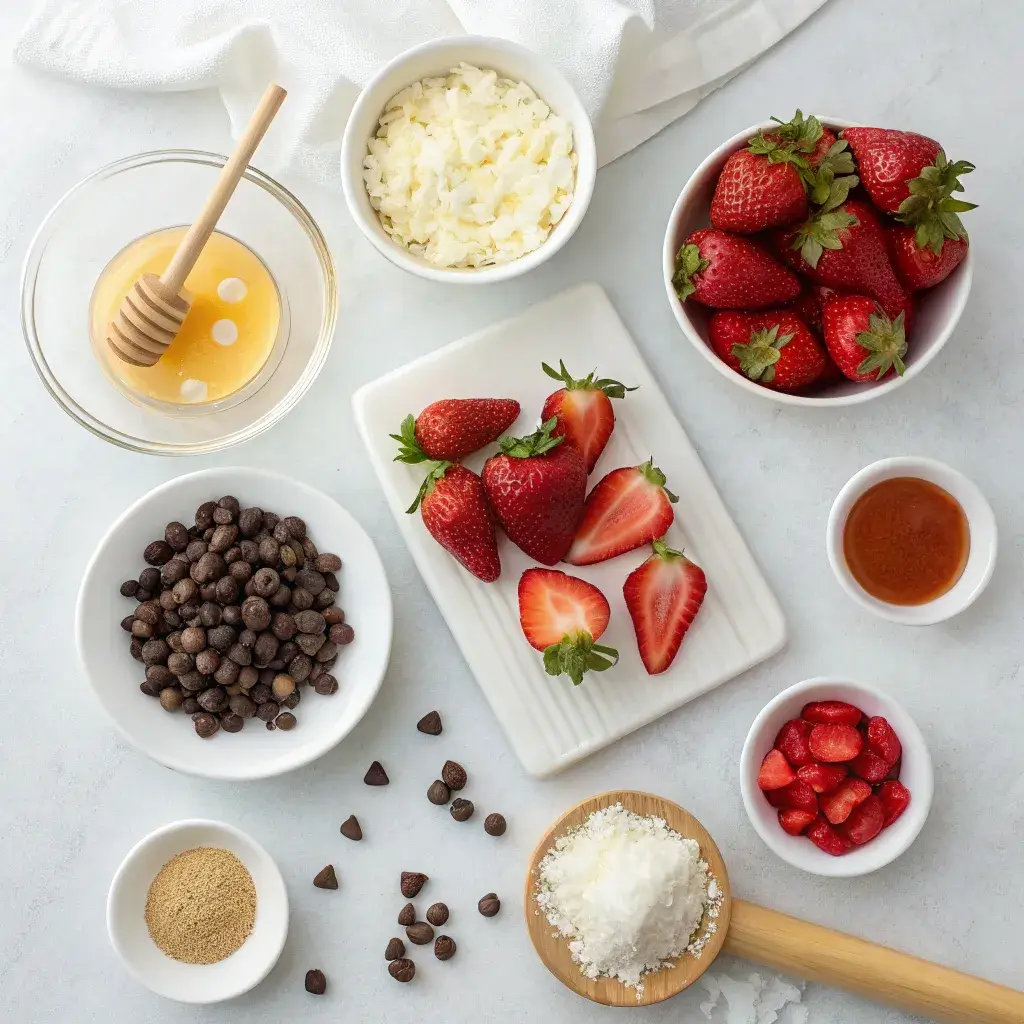 healthy ingredients for strawberry santas dessert