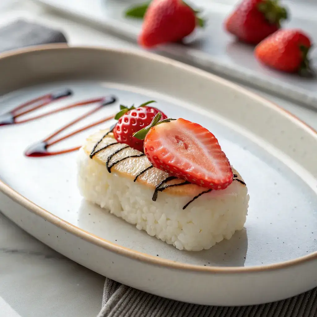 strawberry shortcake nigiri dessert piece