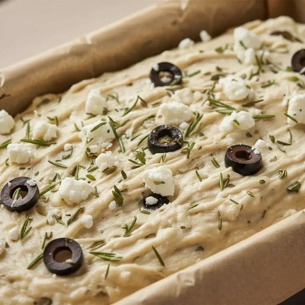 unbaked savory quick bread in loaf pan