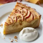 a slice of elegant apple frangipane tart