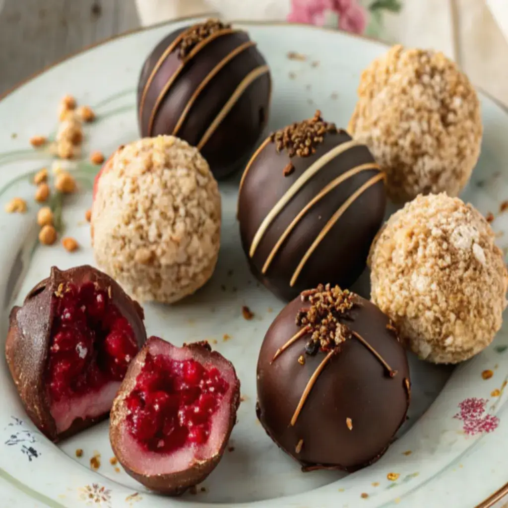 homemade-easy-cherry-mash-truffles-on-plate