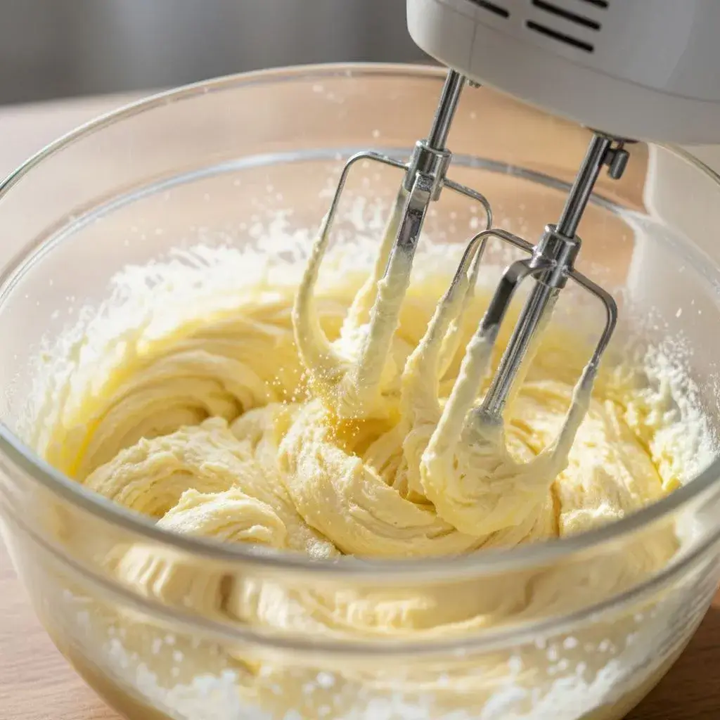 creaming butter for lemon meltaway cookies