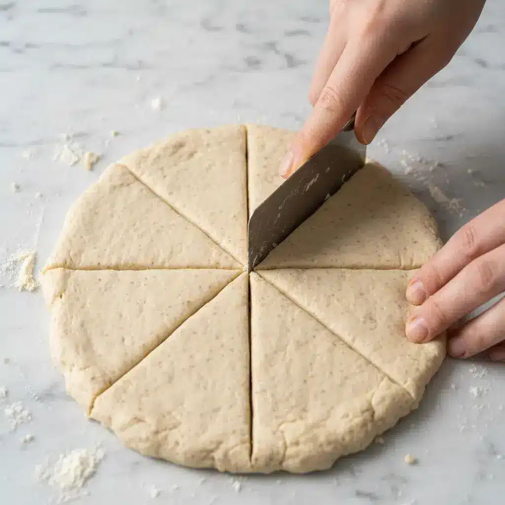 cutting dough for gluten-free almond scones