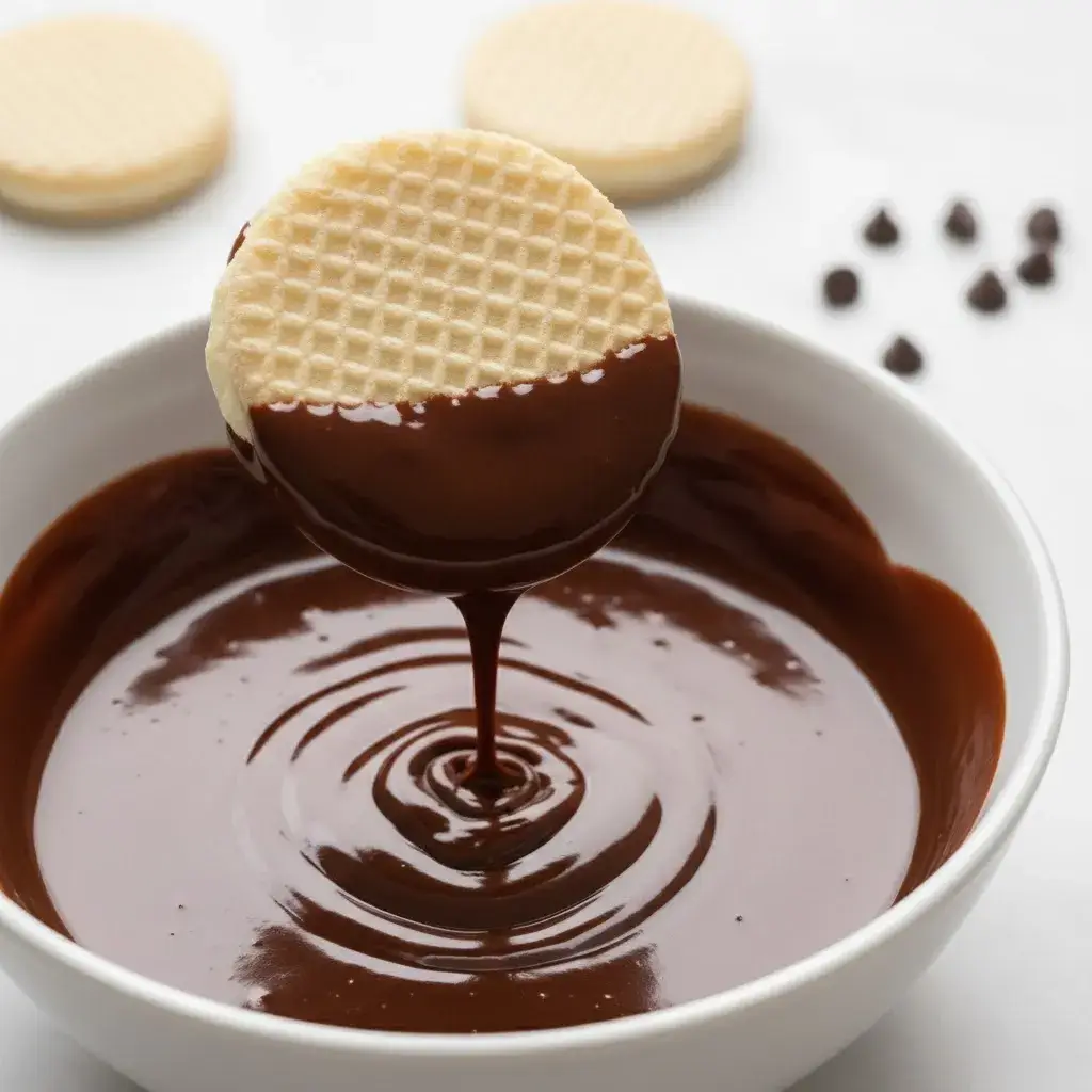 dipping-boston-cream-pie-cookie-bite-in-chocolate-glaze
