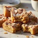 stack of easy almond croissant blondies