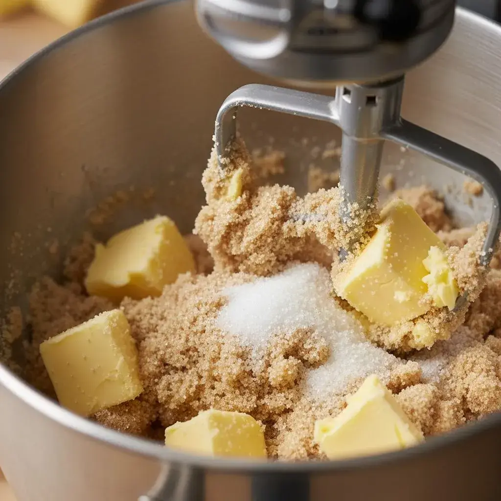 mixing cold butter for levain cookie dough