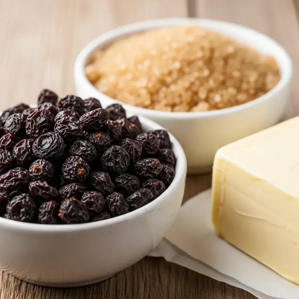 ingredients for Garibaldi biscuits currants butter sugar