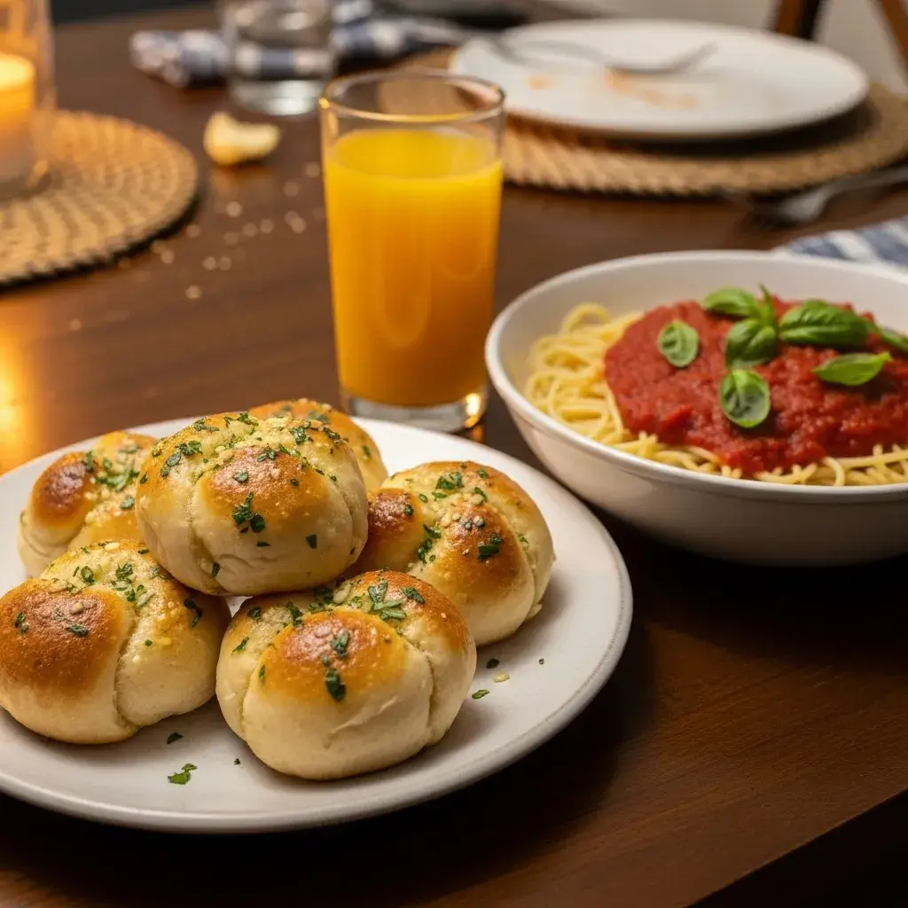 serving-gluten-free-garlic-knots-with-pasta