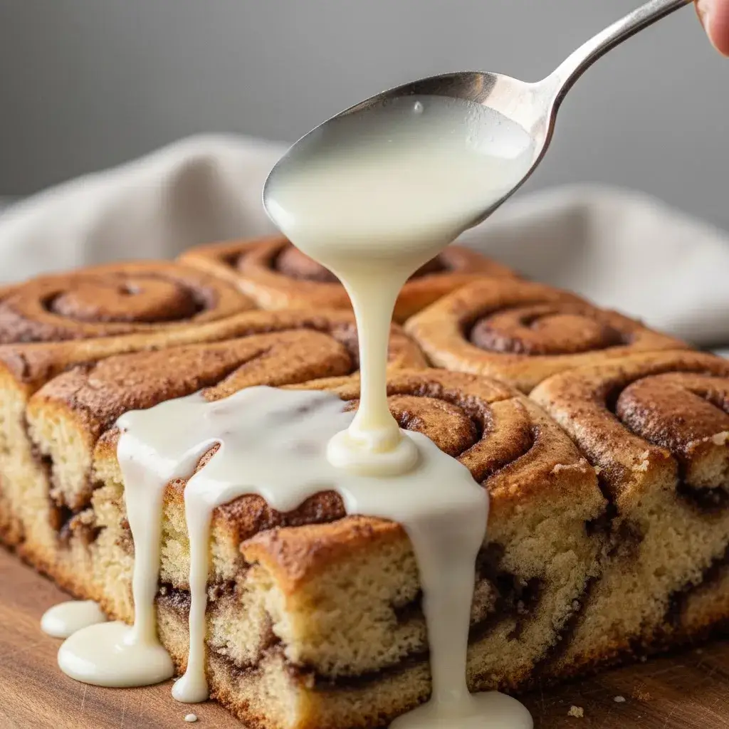 glazing easy cinnamon roll bars