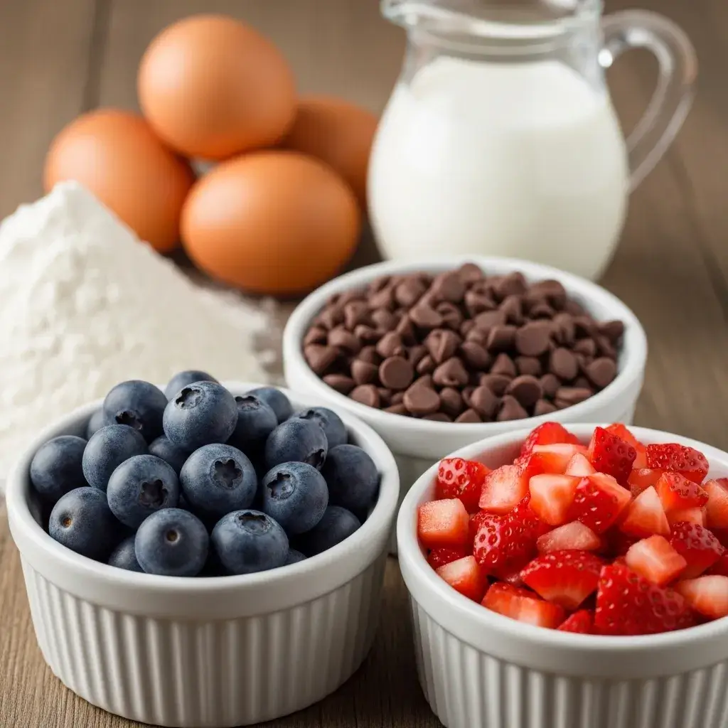 mix-in ingredients for easy breakfast pancake poppers