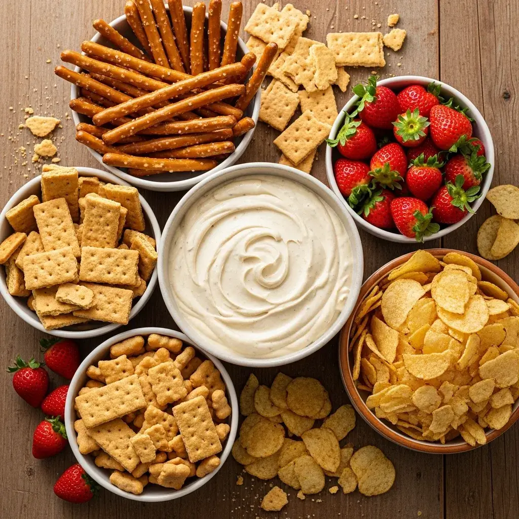 party-spread-with-turtle-cheesecake-dip-and-assorted-dippers