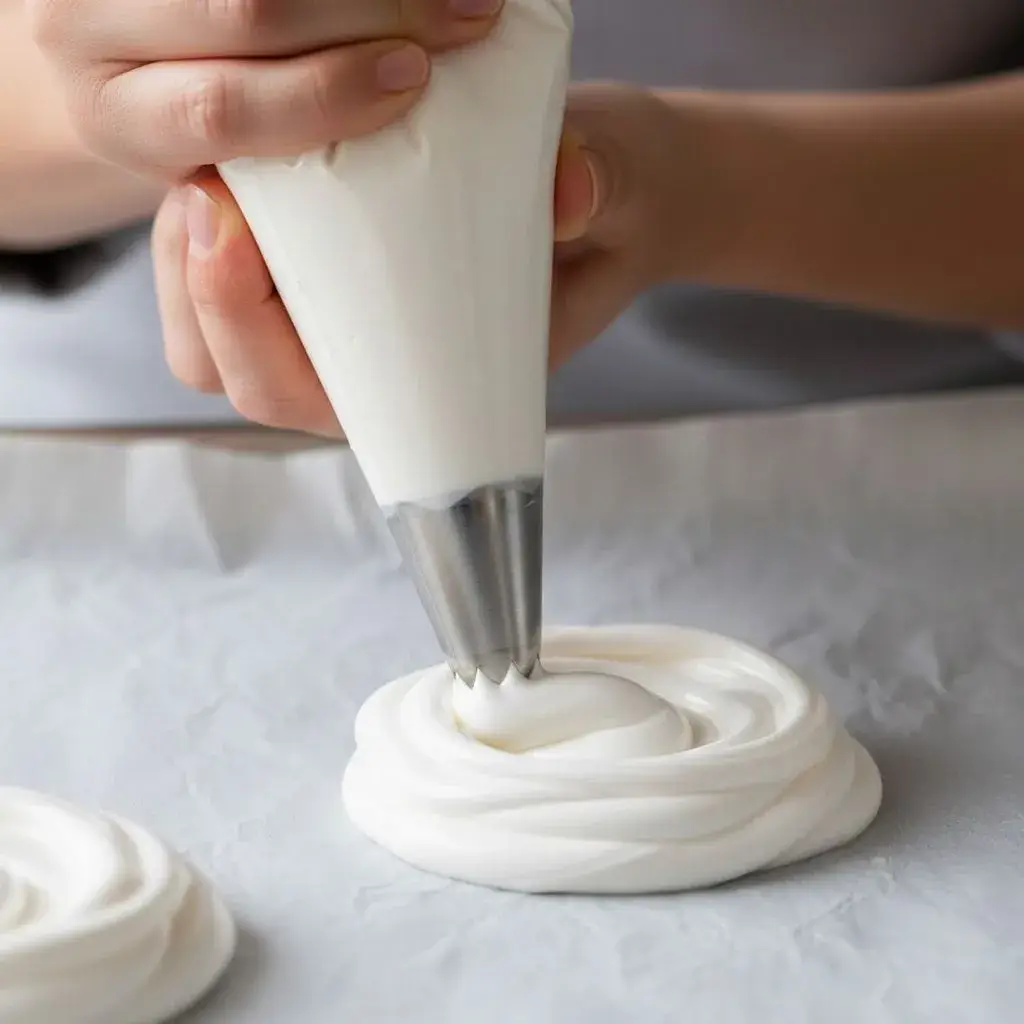piping-hazelnut-meringue-bomb-nests