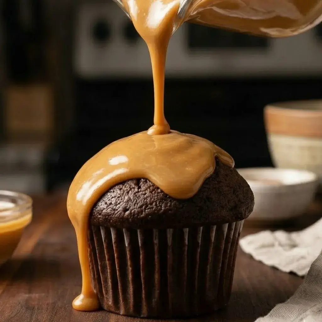 pouring-silky-peanut-butter-ganache-glaze-on-cupcake (1)