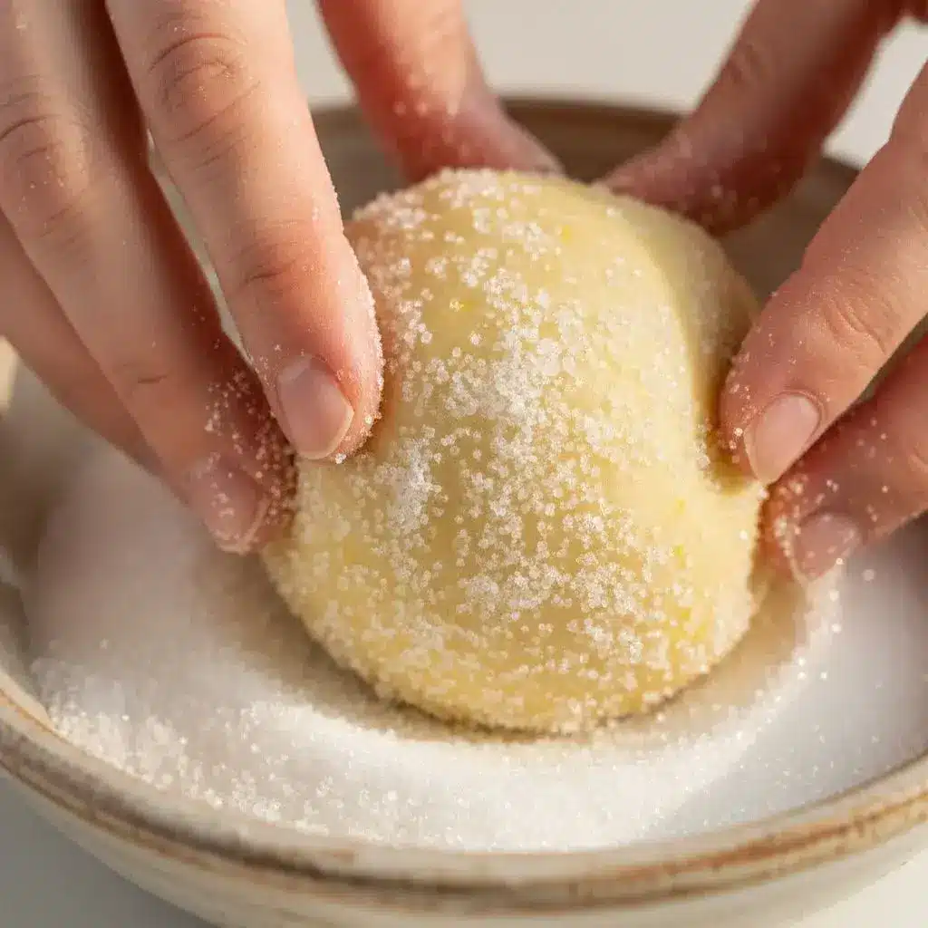 rolling-lemon-cookie-dough-in-sugar