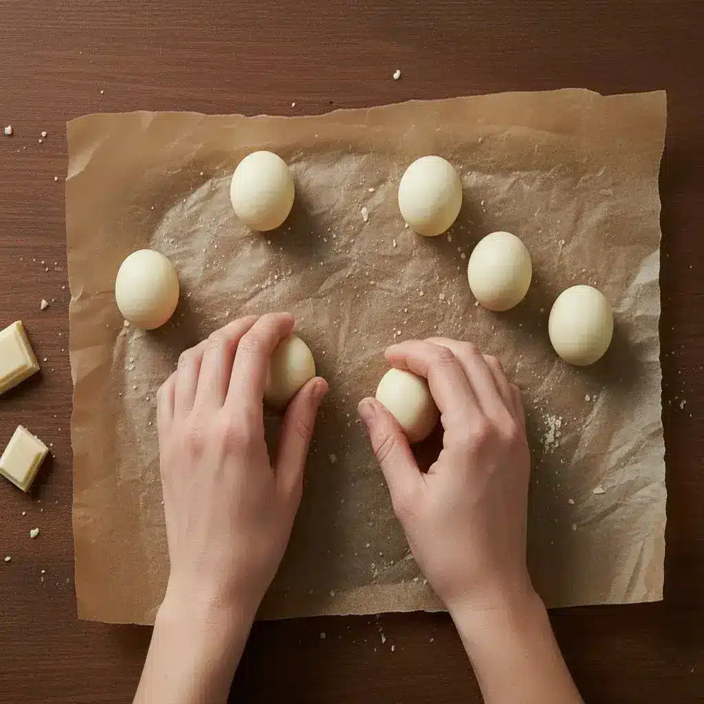 rolling christmas truffles into balls
