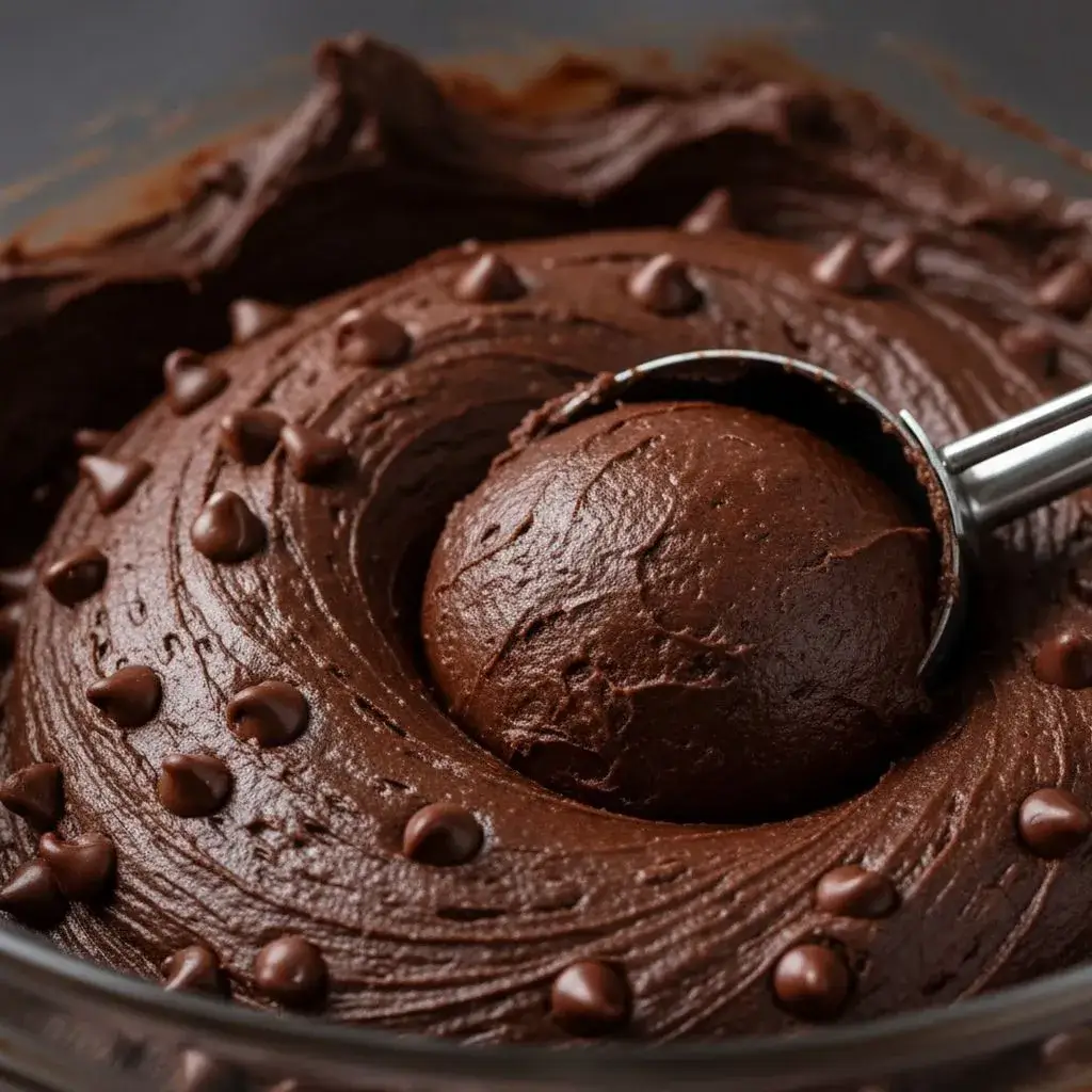 scooping hot cocoa cookie dough