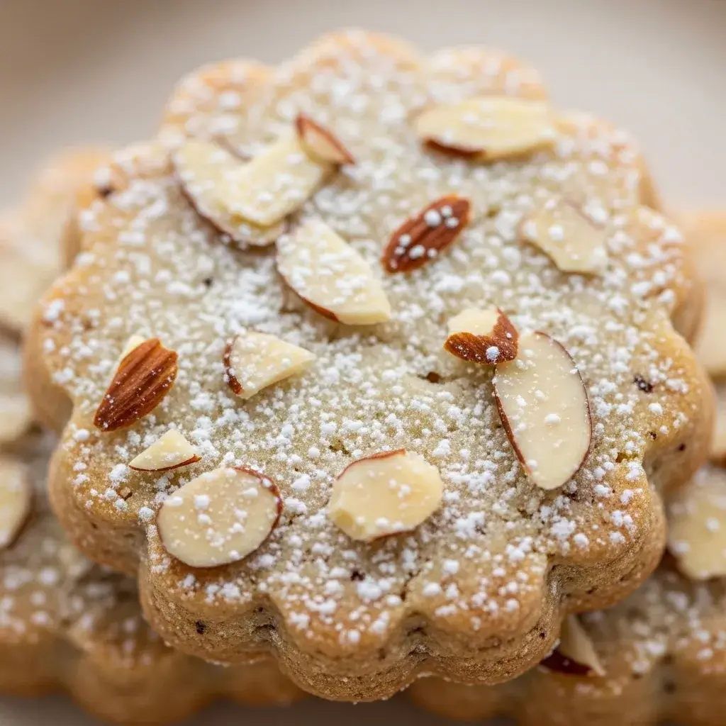 almond shortbread cookie with tea serving suggestion