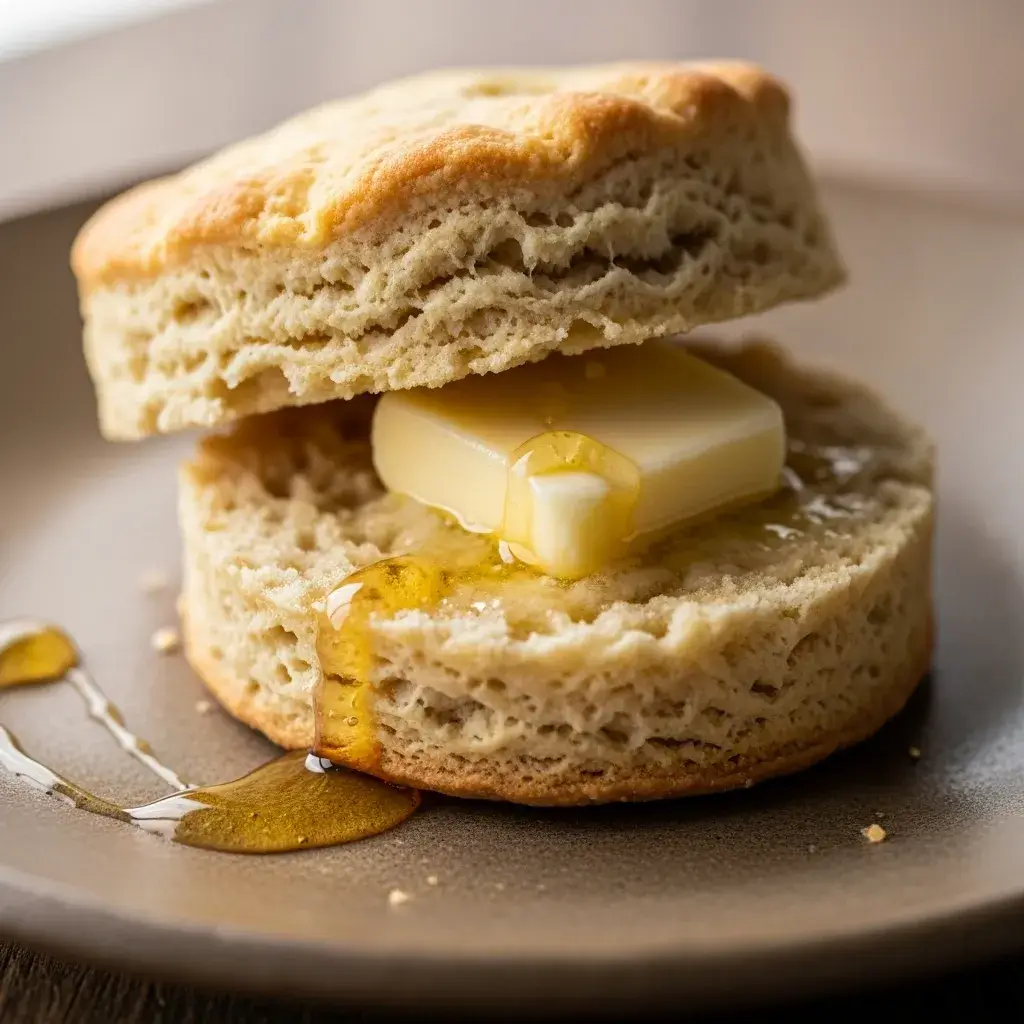 serving 3 ingredient biscuit with butter and honey