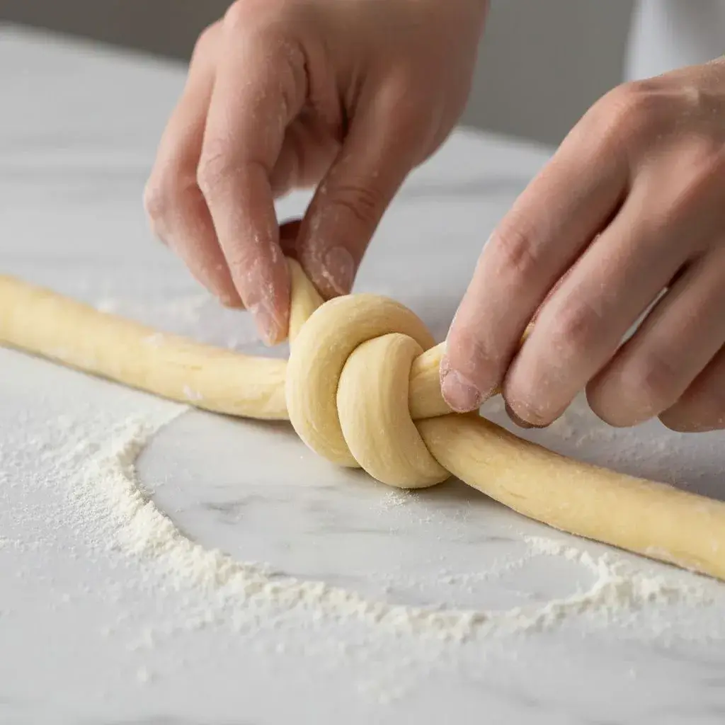 shaping dough for italian knot cookies
