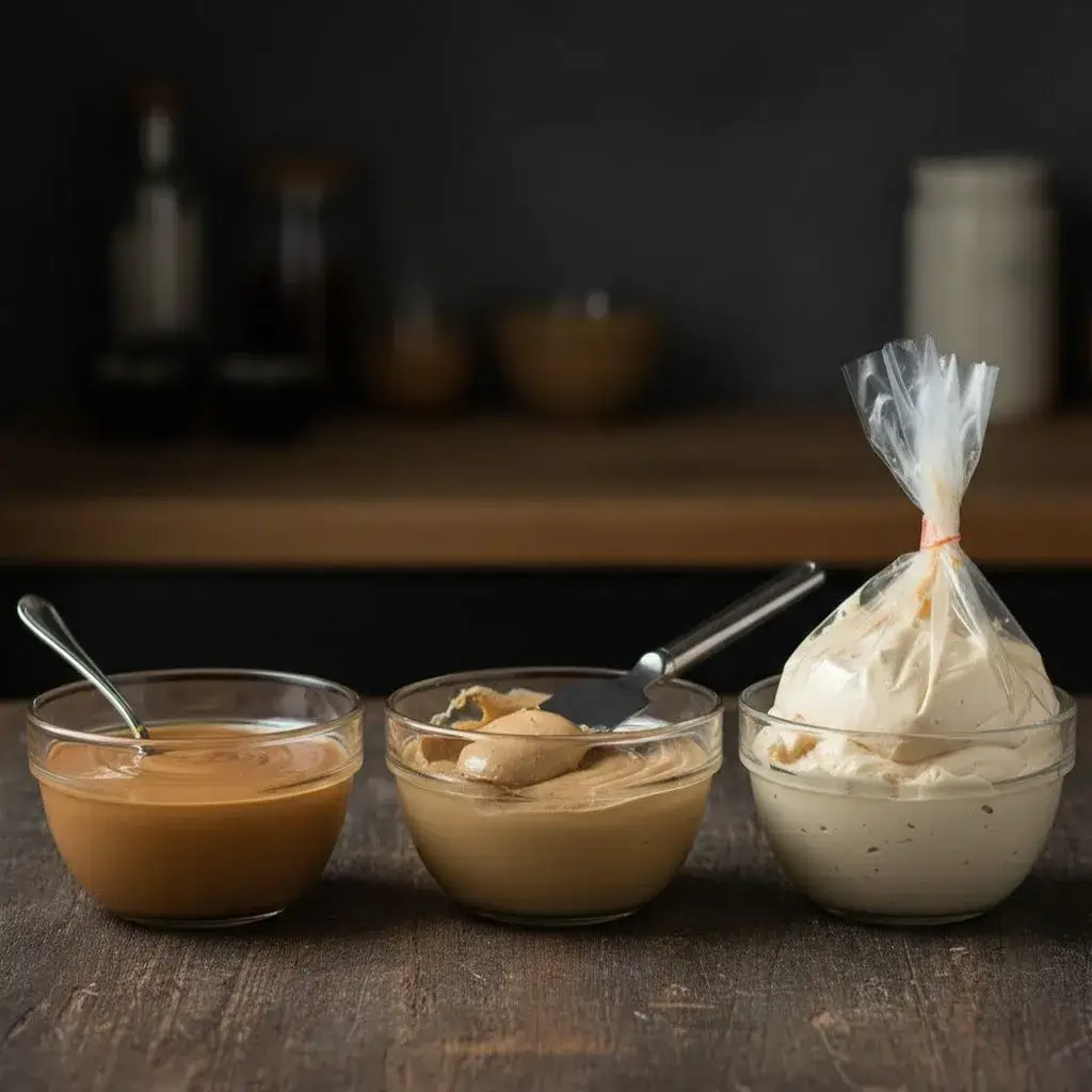 three-consistencies-of-peanut-butter-ganache-glaze-frosting-whipped (1)