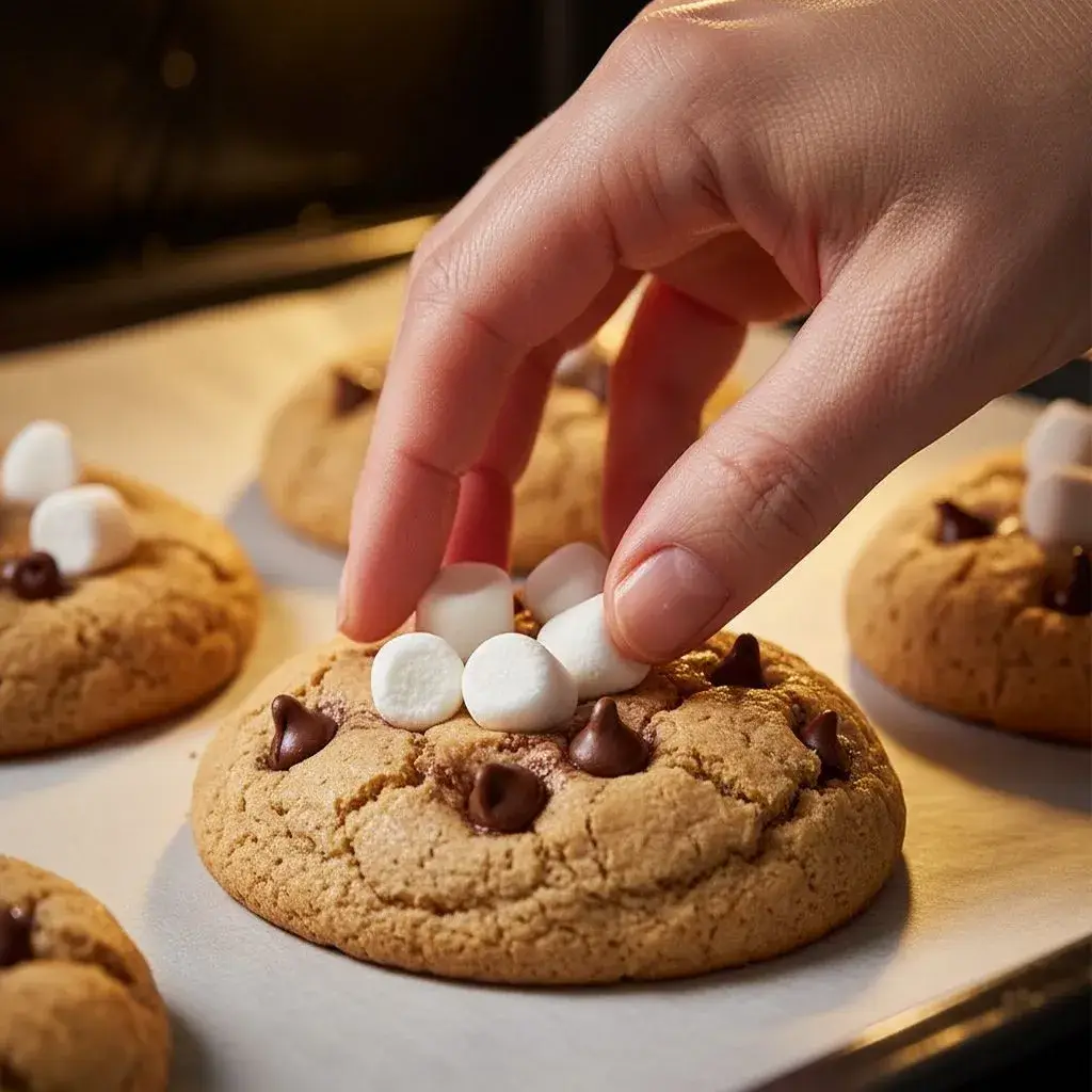 topping hot chocolate cookies with extra marshmallows