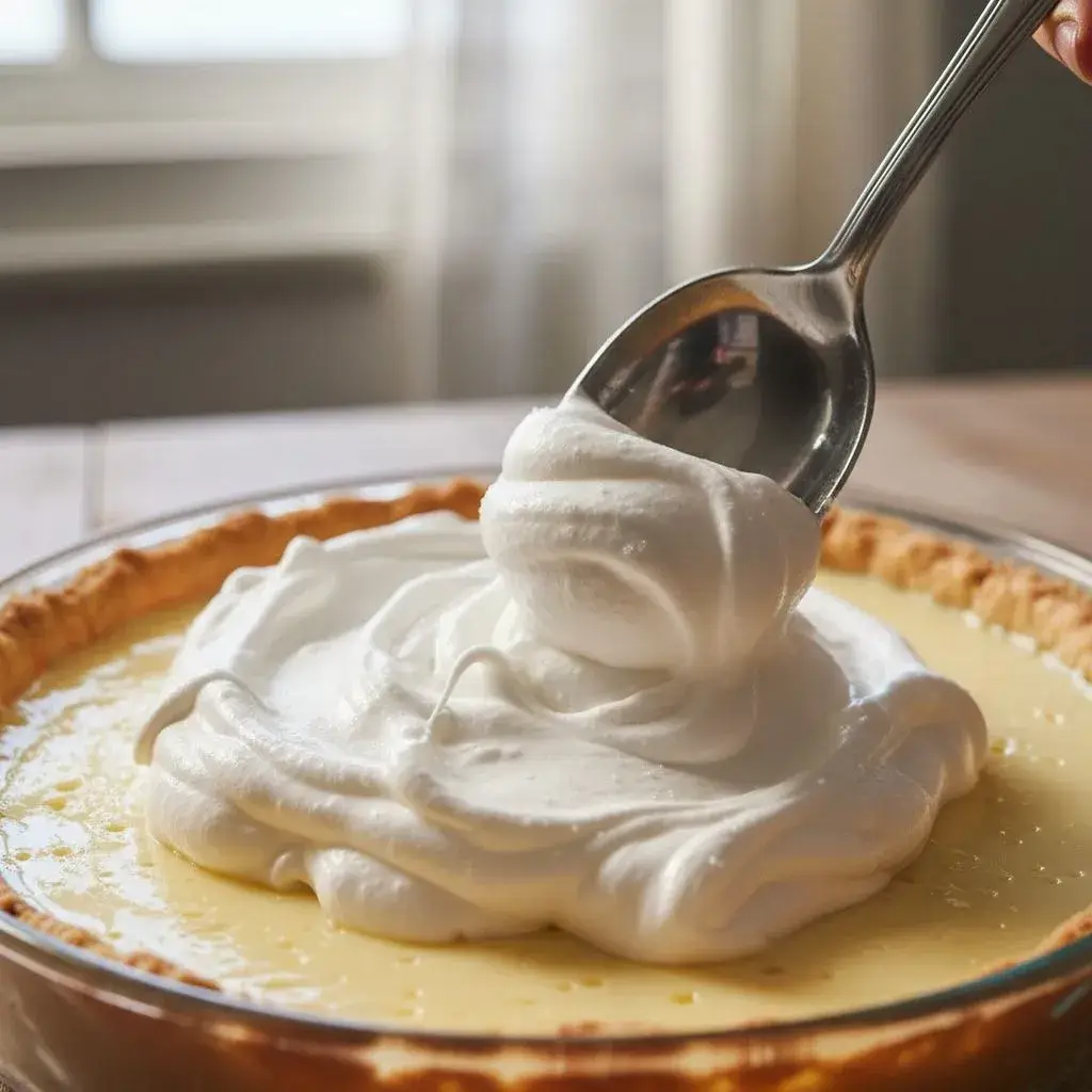 topping lemon meringue impossible pie with meringue