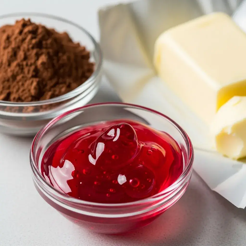 ingredients for red velvet cookies food coloring cocoa