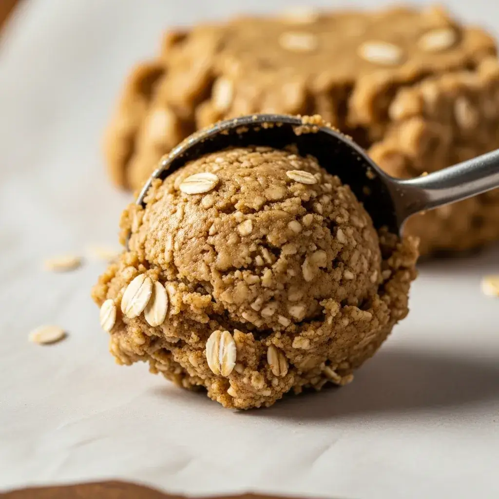 scooping 3 ingredient oatmeal cookie dough