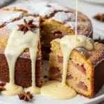 Irish apple cake with custard sauce