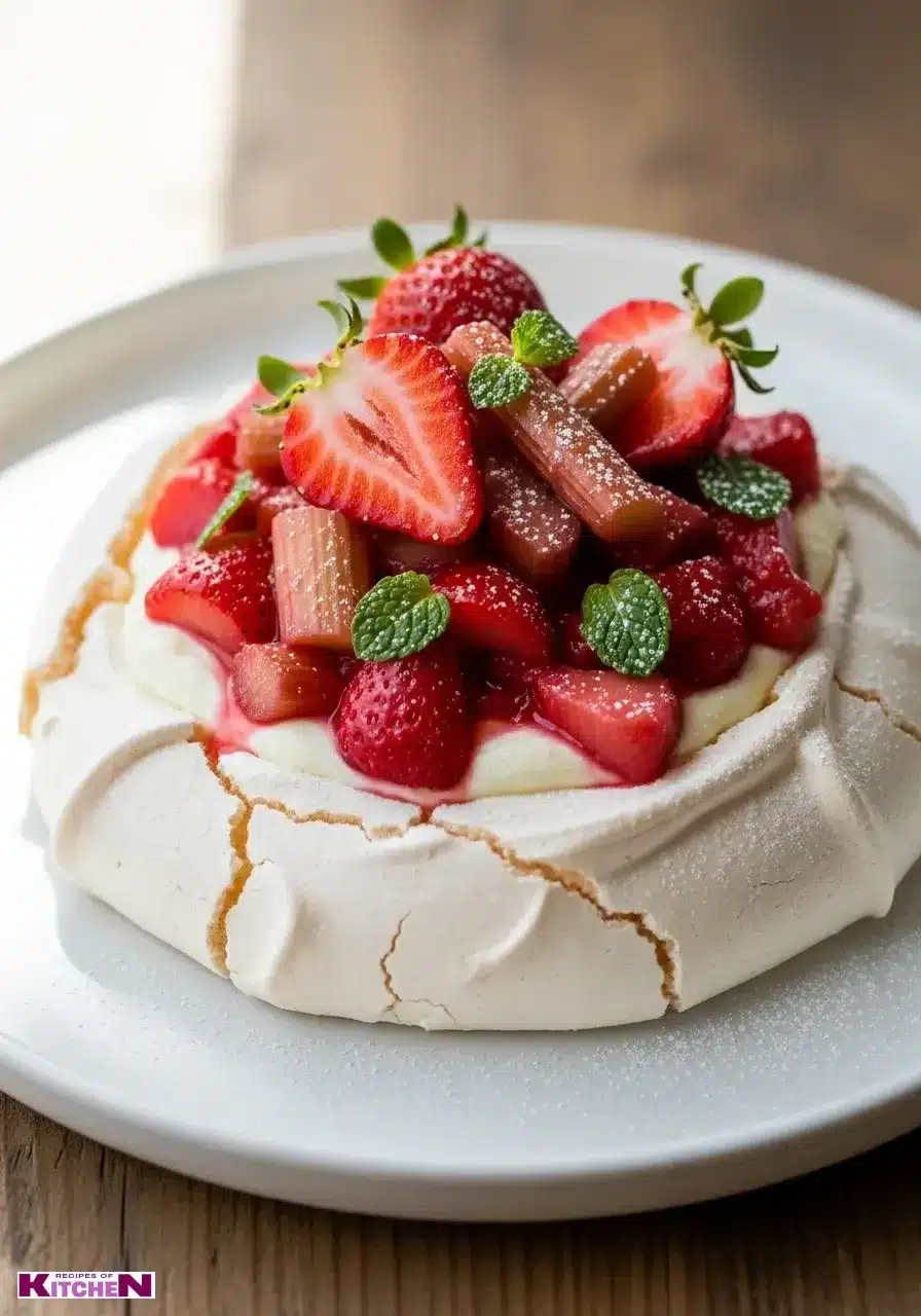 strawberry rhubarb pavlova