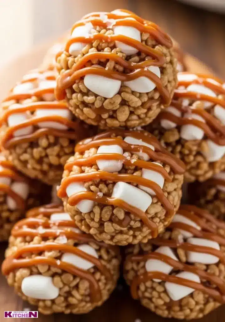 caramel marshmallow rice krispie balls