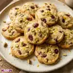 cranberry orange pistachio shortbread cookies