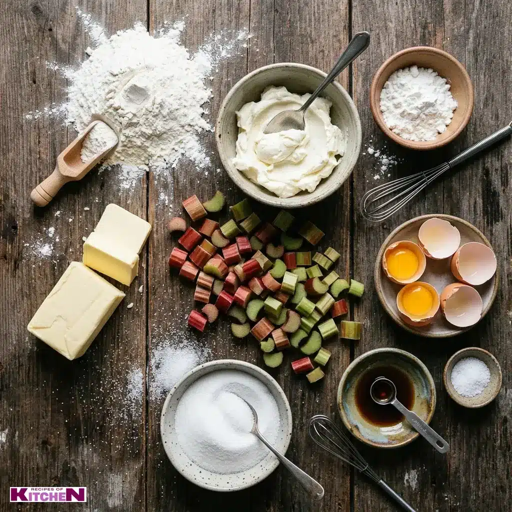 creamy rhubarb cream cheese bars​