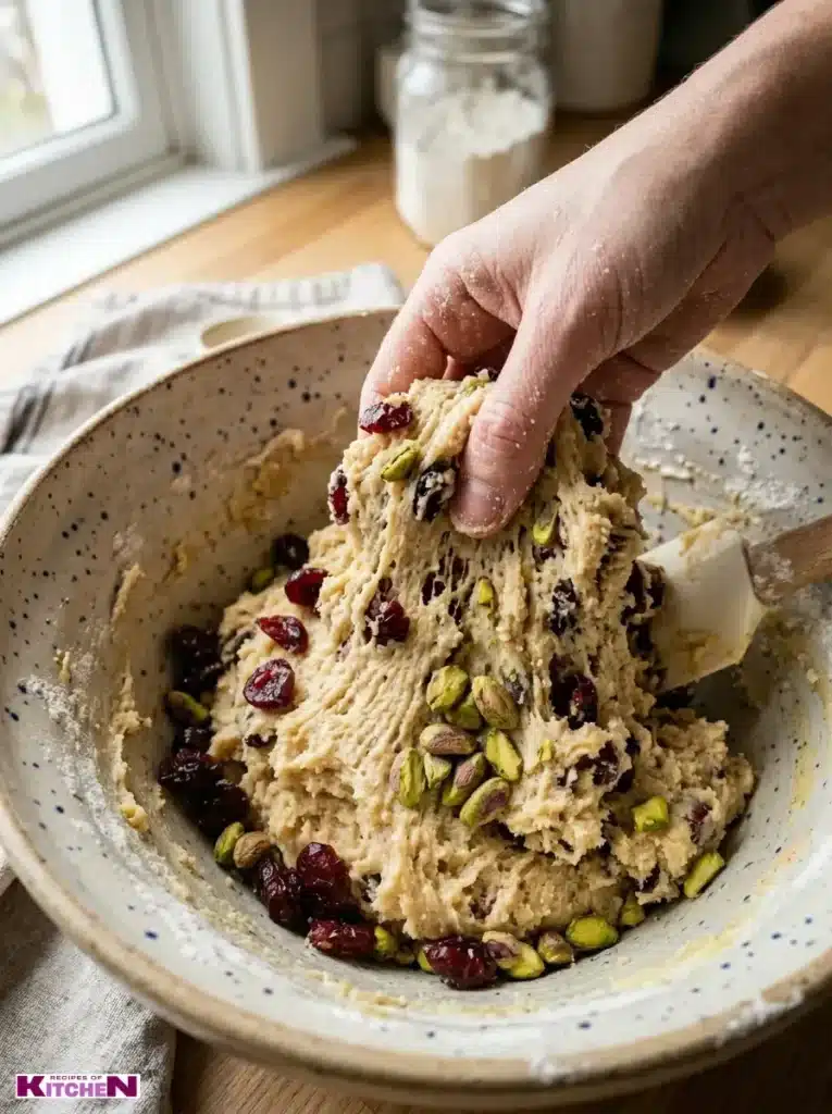 Cherry pistachio shortbread cookies