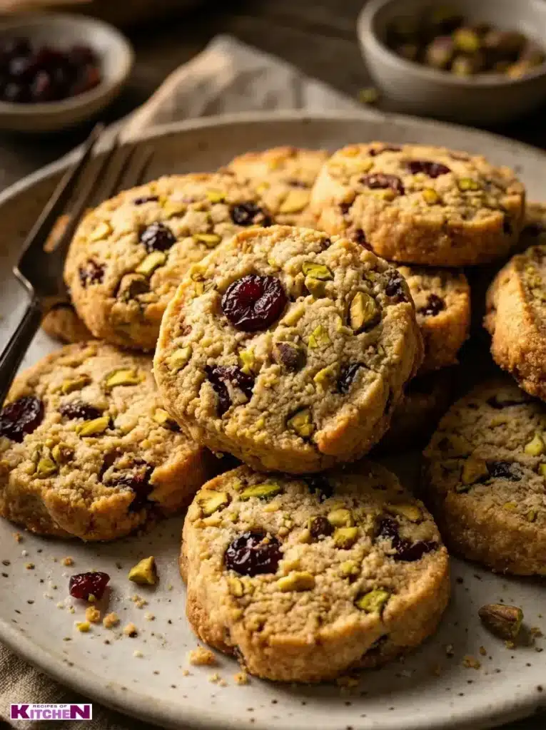 Cherry pistachio shortbread cookies